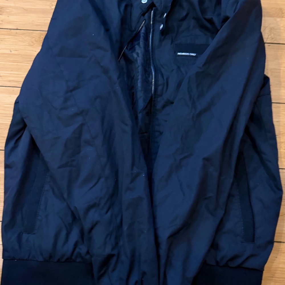 Members Only Navy Bomber Jacket with Ribbed Trim - Picture 2 of 6